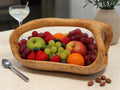 Olivenholz Obstschiffchen mit Henkel handgefertigt (34 x 18 x 15 cm)