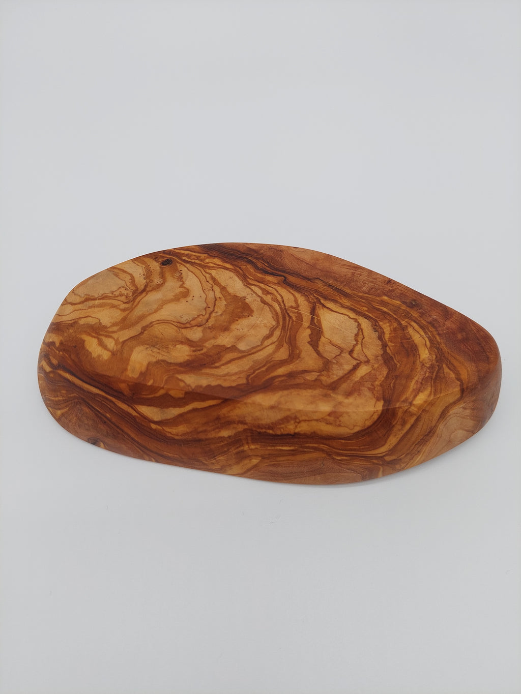 Olivenholz Dippingschale handgefertigt (Flache Brotschale 19 x 11 cm)