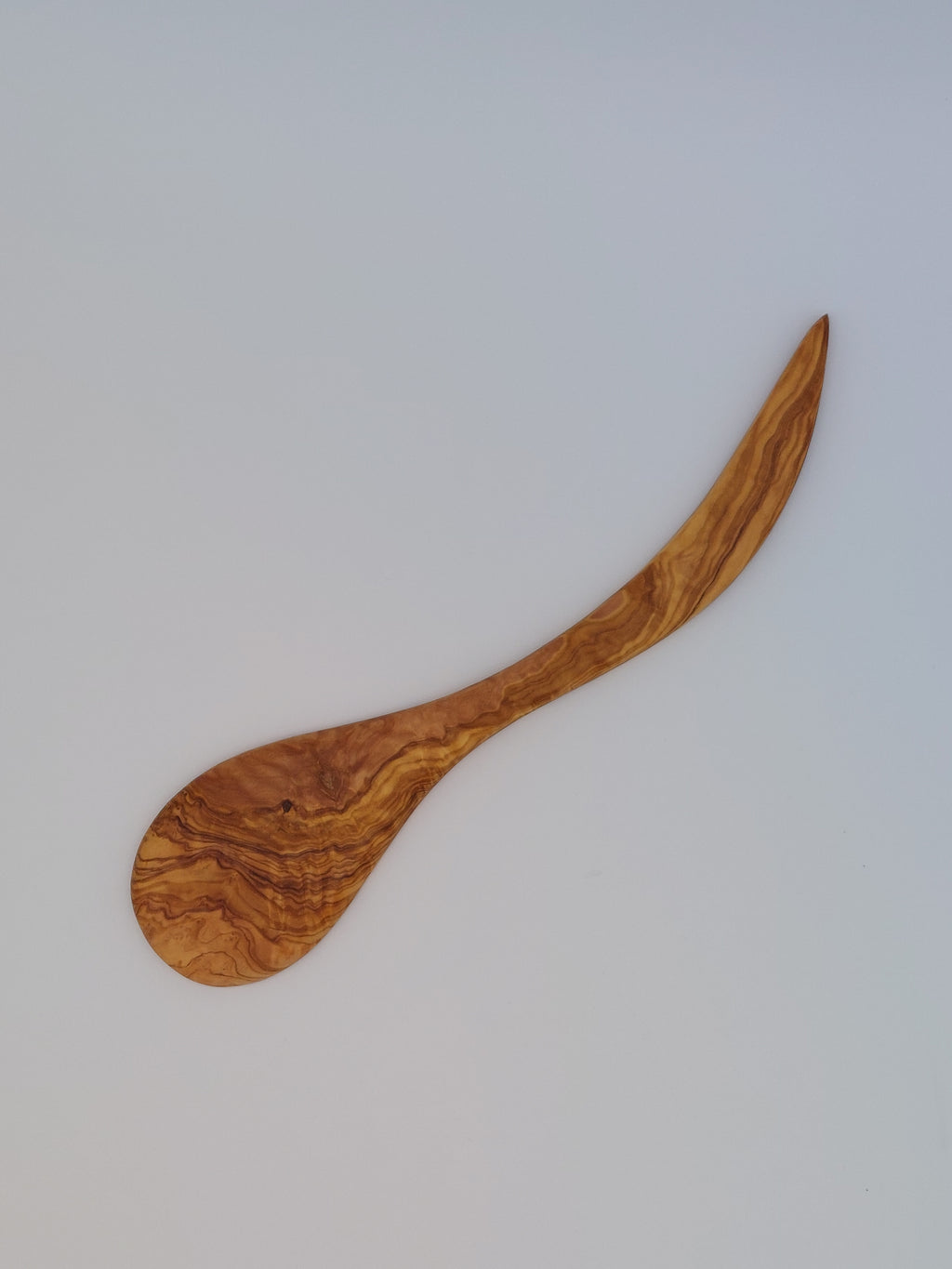 Olivenholz Kochlöffel mit flacher Kante handgefertigt Italienisch (32cm lang )