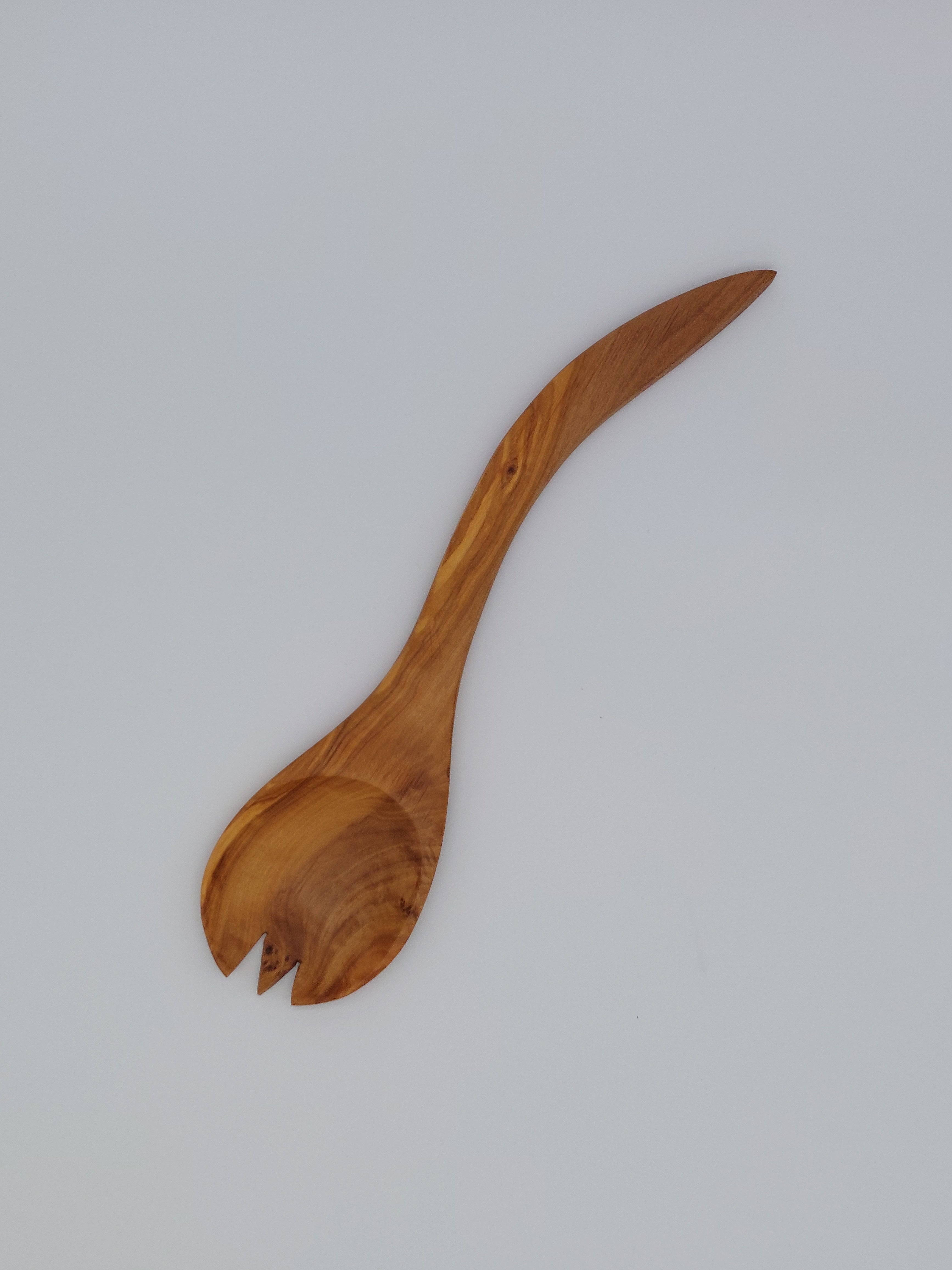 Olivenholz Salatlöffel mit Zinken handgefertigt (32 cm lang )