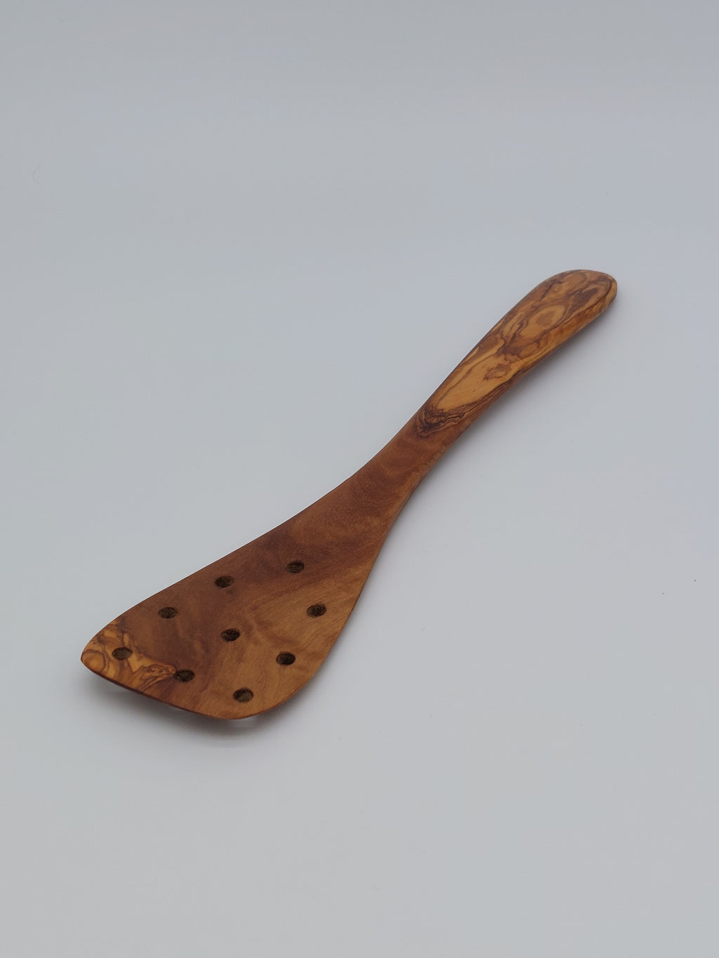 Olivenholz Pfannenwender mit Löchern handgefertigt (31 cm)
