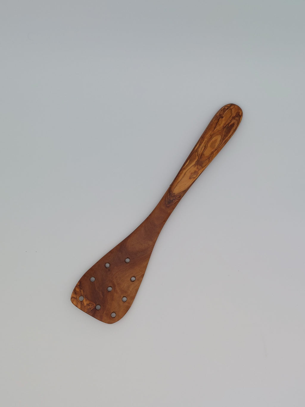 Olivenholz Pfannenwender mit Löchern handgefertigt (31 cm)