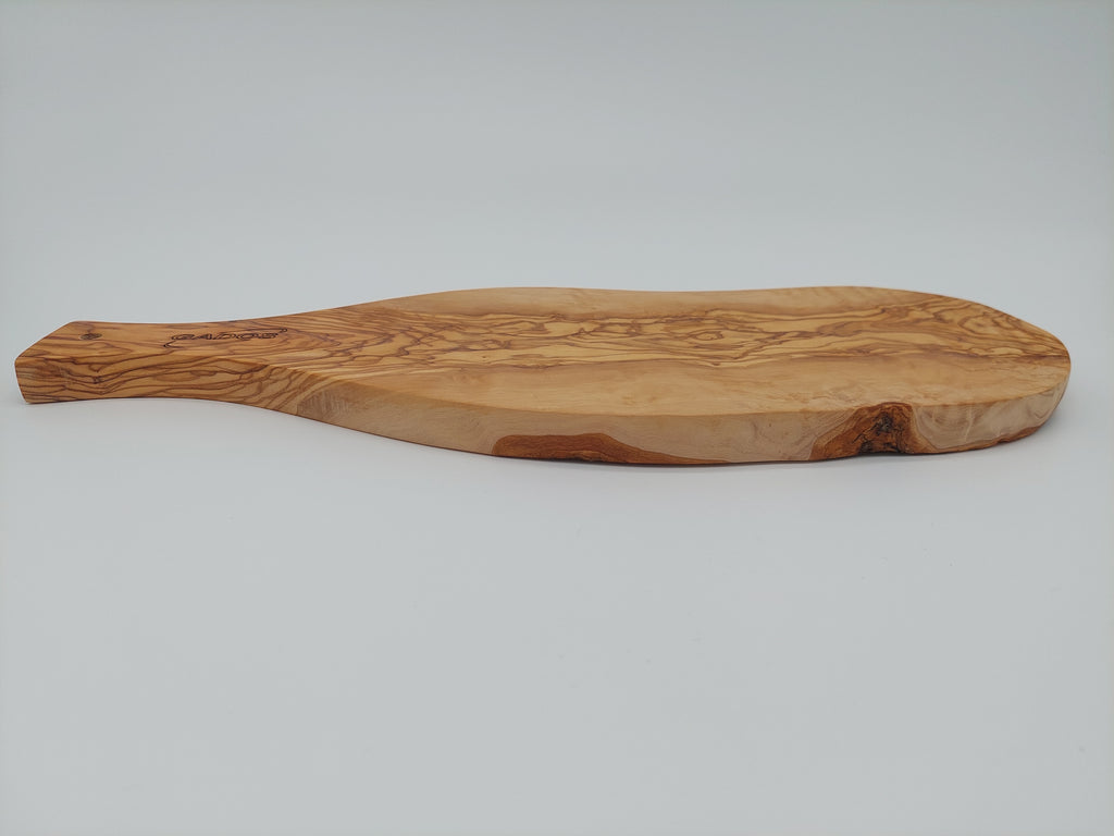 Handgemachtes Olivenholz Servierbrett  – Rustikaler Genuss mit Griff (40 x 13 cm )