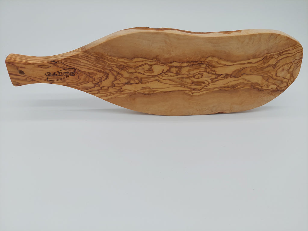 Handgemachtes Olivenholz Servierbrett  – Rustikaler Genuss mit Griff (40 x 13 cm )