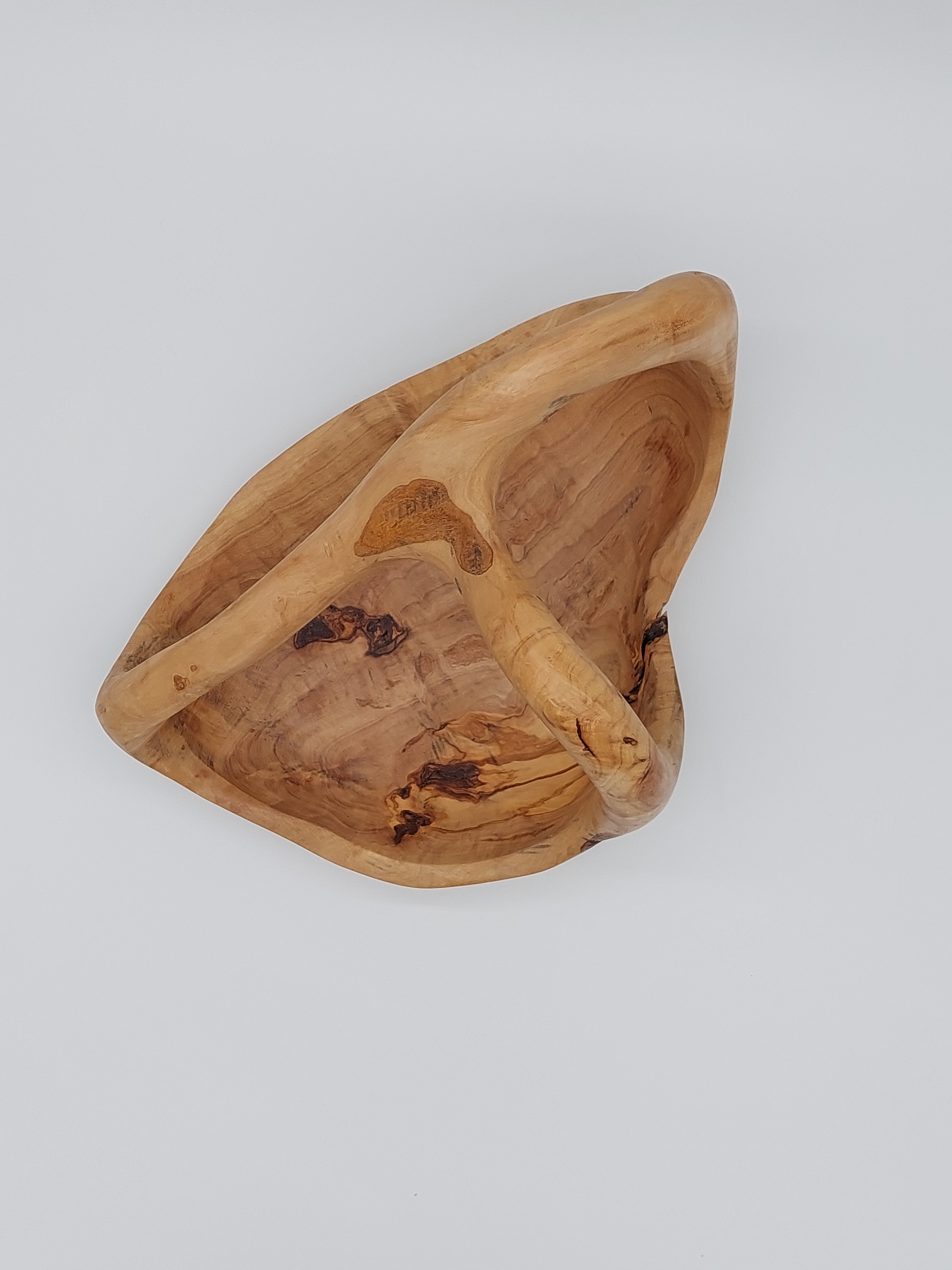 Olivenholz Obstkorb mit Henkel handgefertigt (33 x 23 x 18 cm)