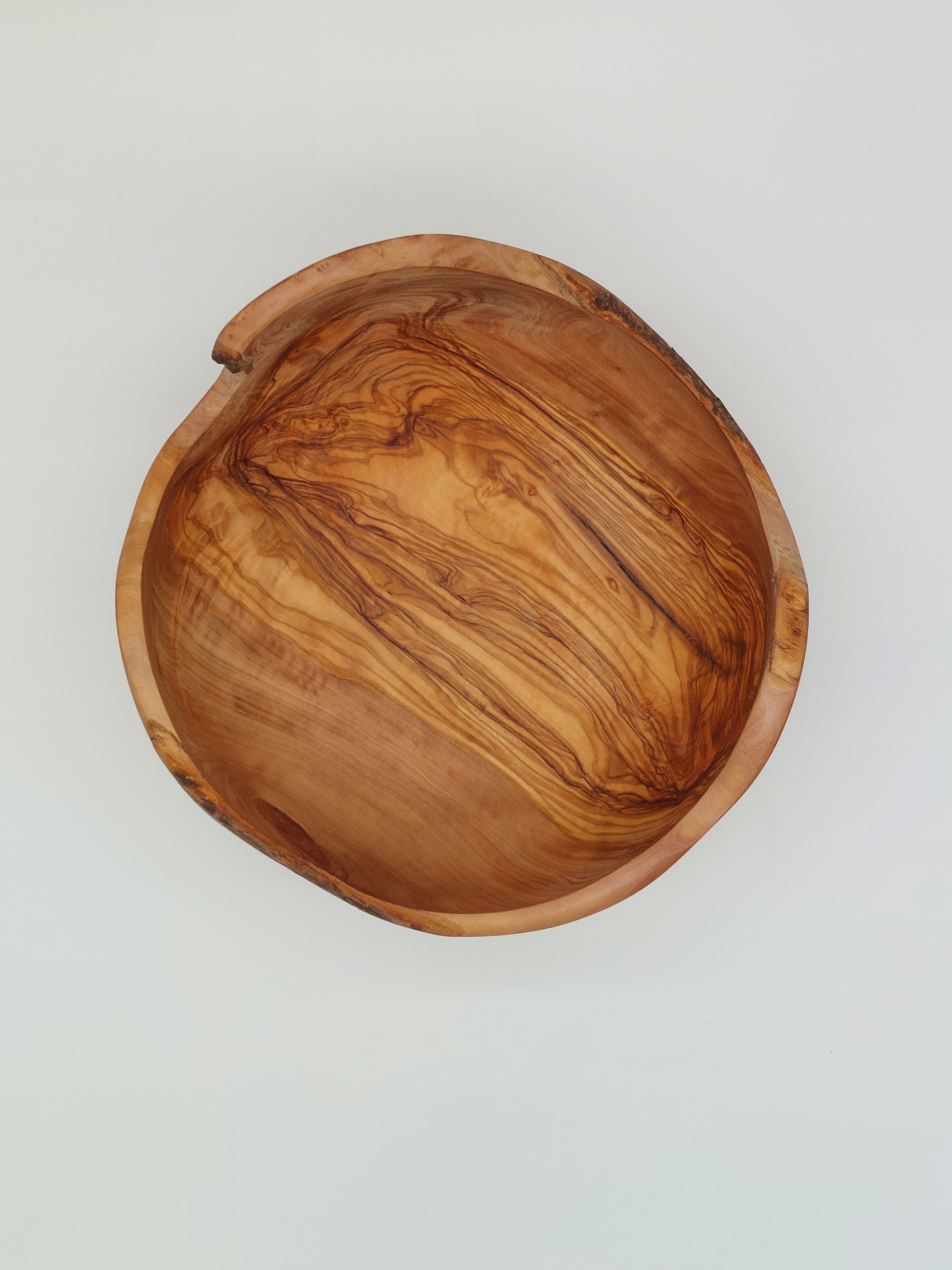 Olivenholz Schale mit Naturrand handgefertigt (Ø 24 cm)