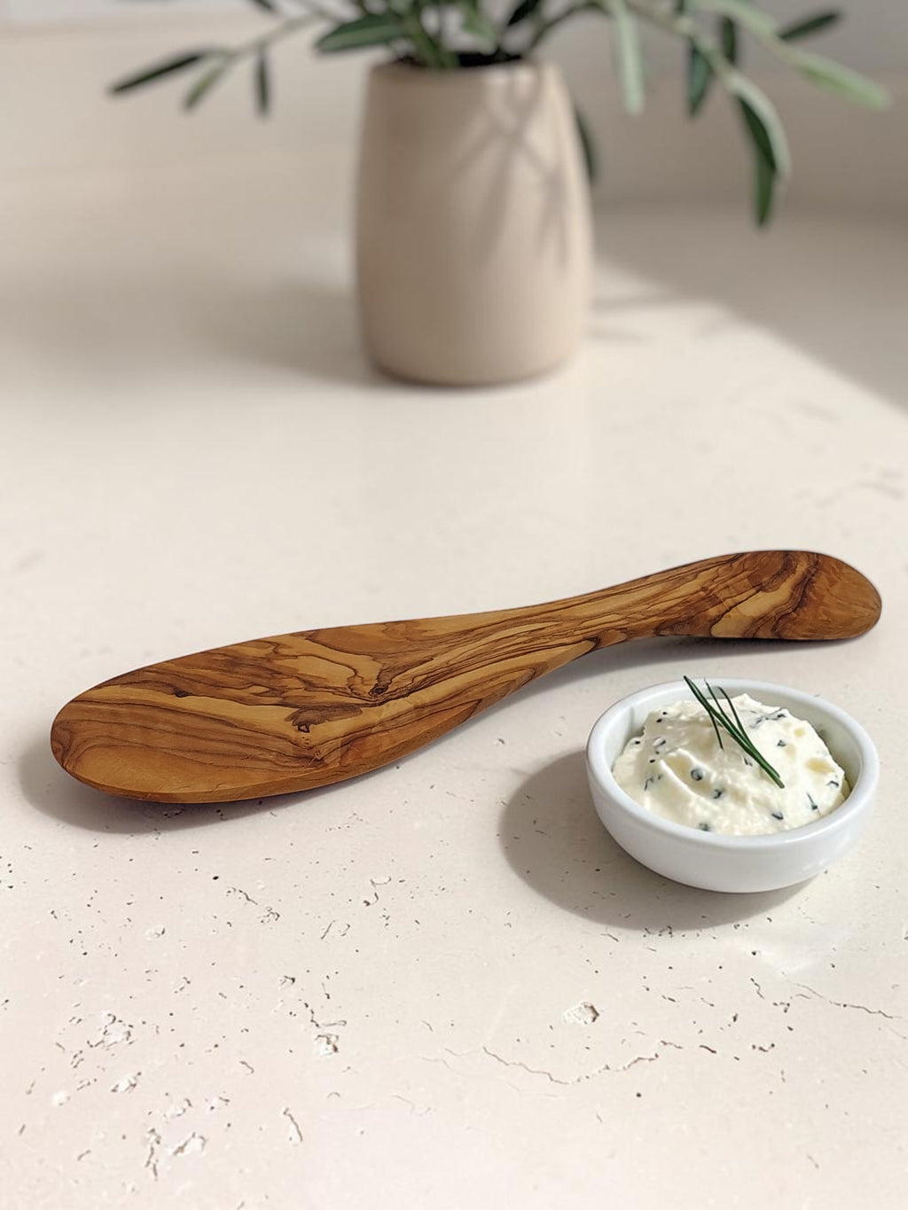 Olivenholz Tortenmesser & Spatel handgefertigt (25 cm)