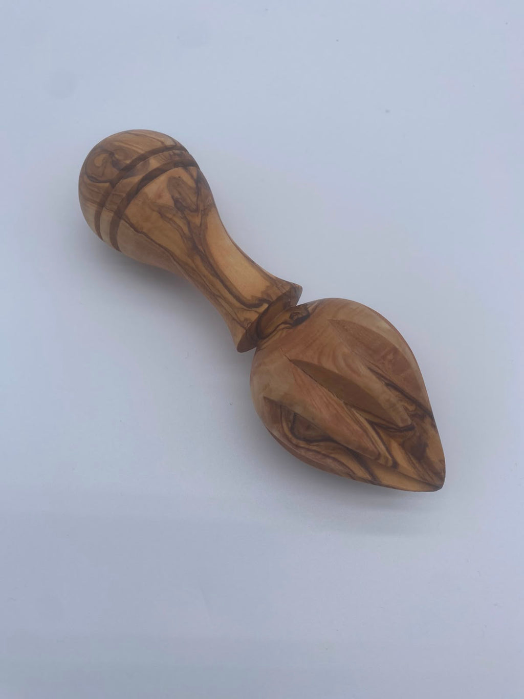 Olivenholz Zitruspresse handgefertigt (Zitronenpresse Länge: 16 cm)