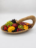 Handgemachter Olivenholz-Obstkorb mit Henkel (40 cm)