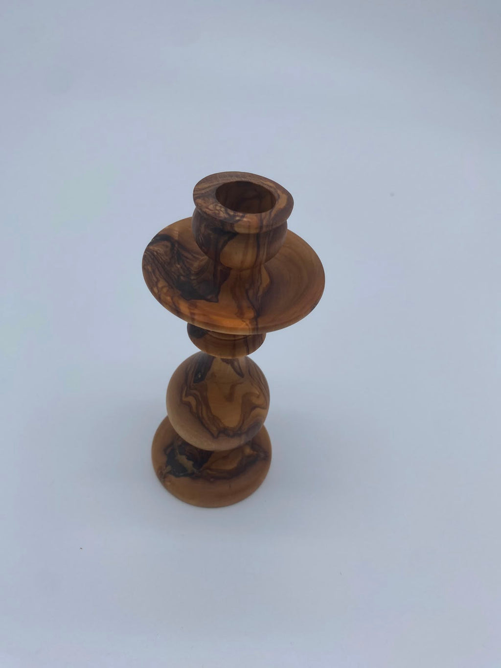 Olivenholz Kerzenständer „Kugel“ handgefertigt (Höhe 16 cm)