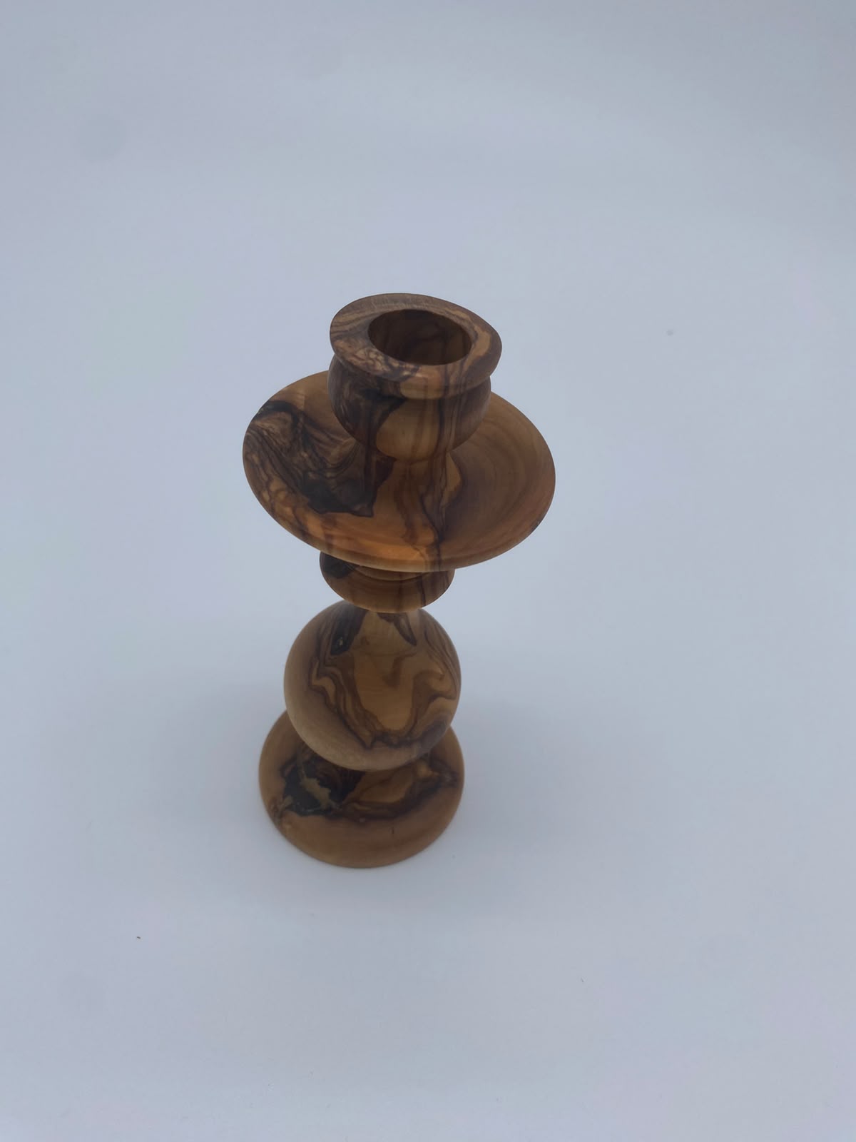Olivenholz Kerzenständer „Kugel“ handgefertigt (Höhe 16 cm)
