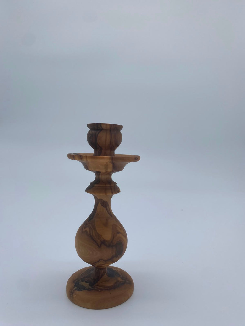 Olivenholz Kerzenständer „Kugel“ handgefertigt (Höhe 16 cm)