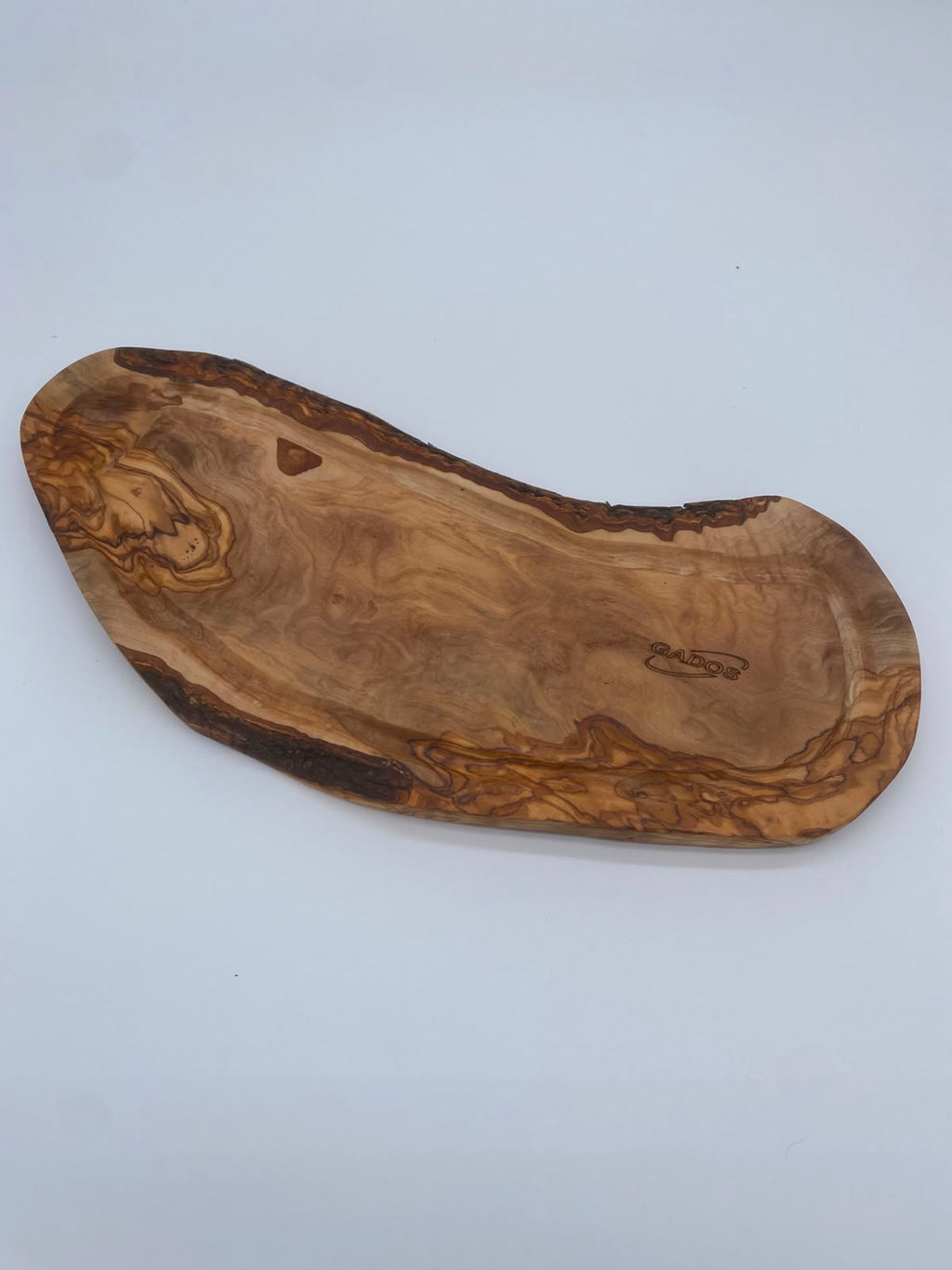 Olivenholz Serviertablett mit Naturrand handgefertigt (Tapas-Platte 41 x  17 cm )