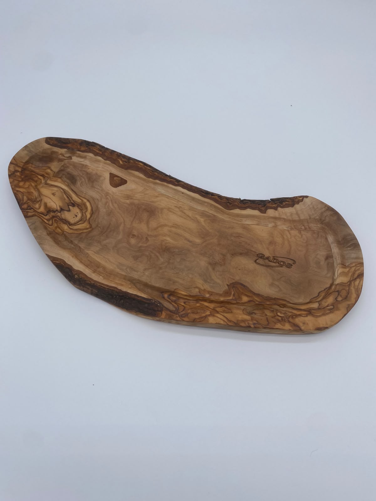 Olivenholz Serviertablett mit Naturrand handgefertigt (Tapas-Platte 41 x  17 cm )