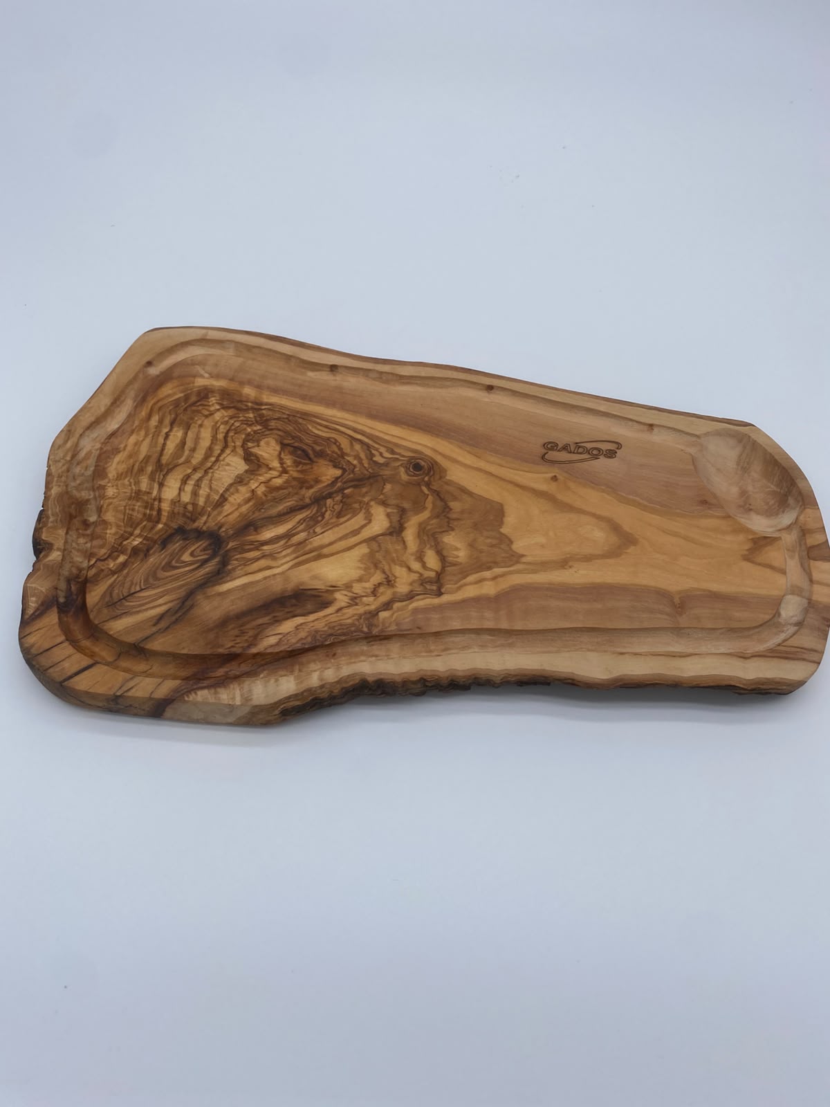 Olivenholz Schneidebrett mit Saftrinne handgefertigt (Steakbrett 38 x 22 cm )