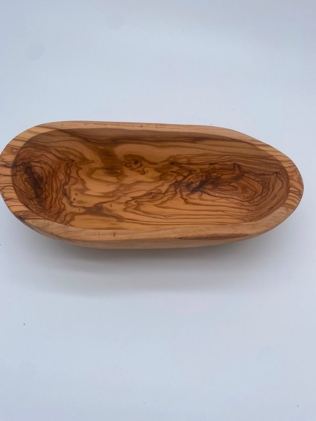 Olivenholzschale handgefertigt (Ovale Snackschale 30 x 14 cm )