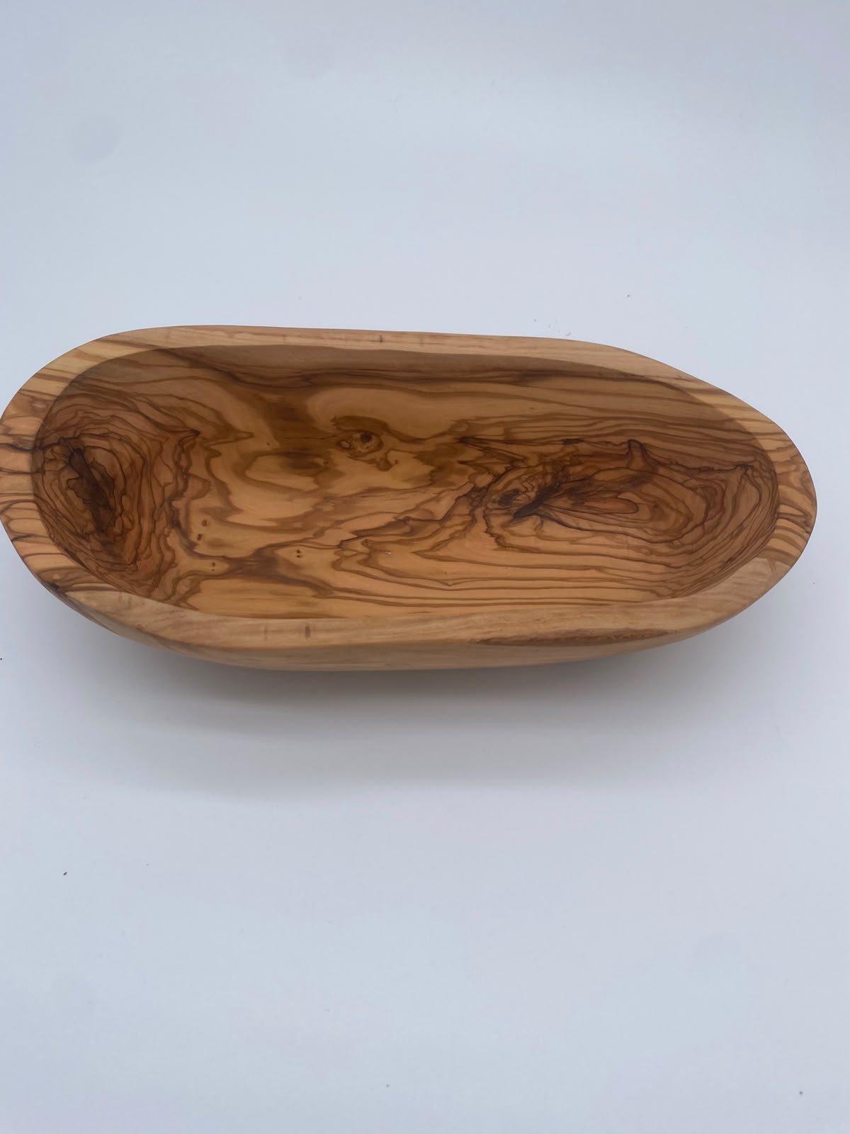 Olivenholzschale handgefertigt (Ovale Snackschale 30 x 14 cm )