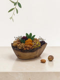Olivenholz Snackschale mit Naturrand handgefertigt (Kleine Nussschale 14 x 8 cm )